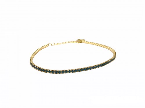 Bracciale Tennis Argento Placcato Oro Giallo con Zirconi Neri La Griffe Gioielleria BRTGN